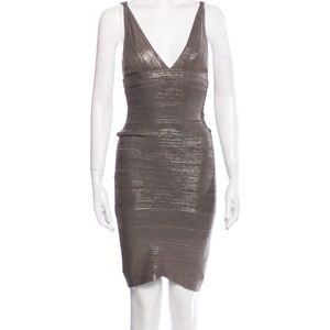 Herve Leger Metallic Gray Mini Dress